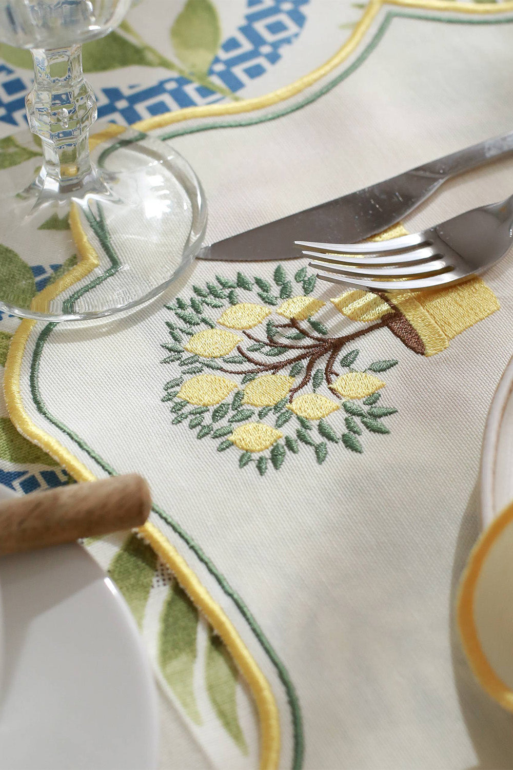 Km Home Collection-2'li Set Limon İşlemeli Pamuk Amerikan Servis-Sunum Aksesuarları-6-Milagron.com