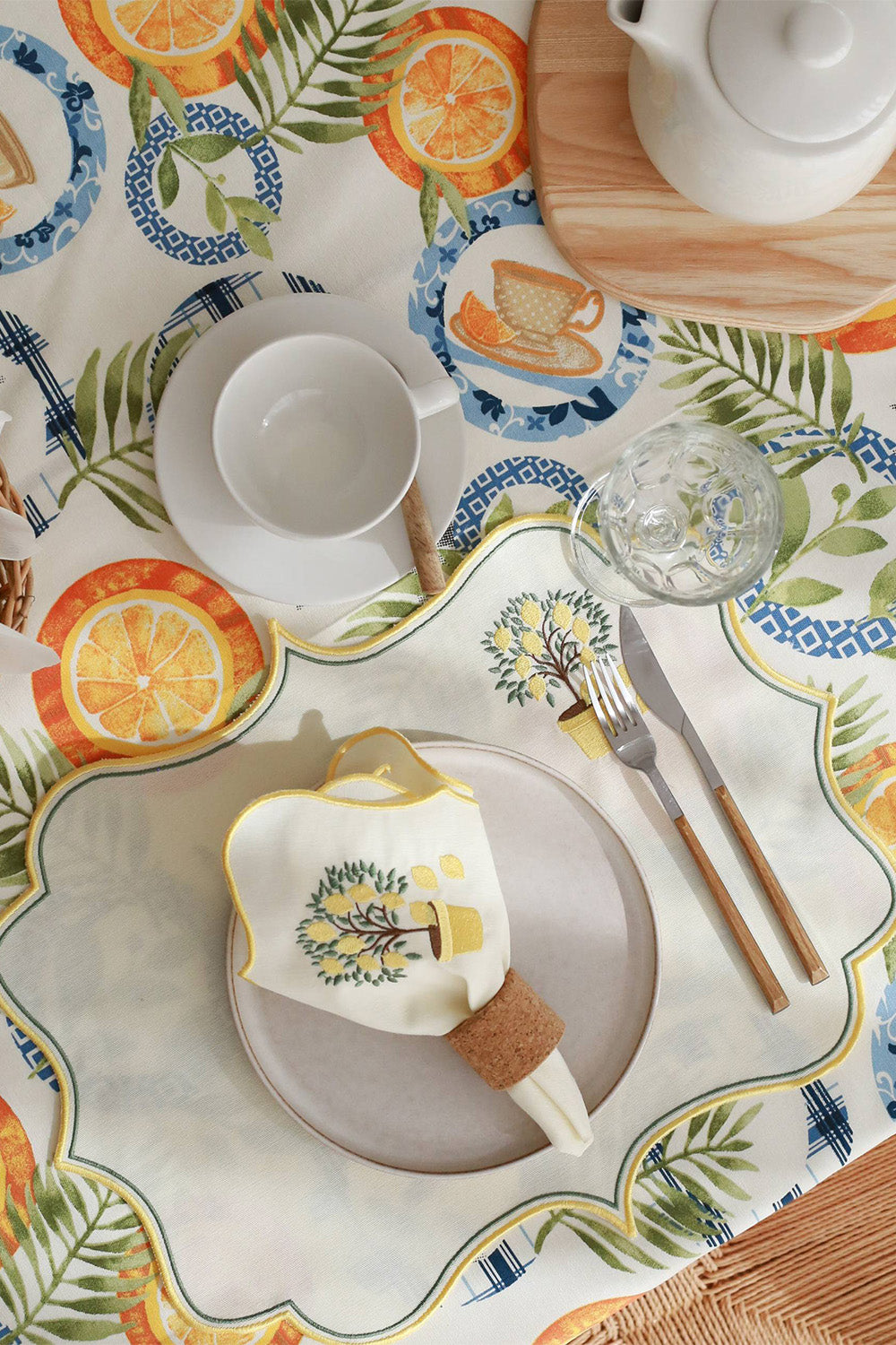 Km Home Collection-2'li Set Limon İşlemeli Pamuk Peçete-Peçete-4-Milagron.com