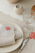 Km Home Collection-2'li Set Mercan İşlemeli Keten Peçete-Peçete-2-Milagron.com