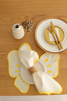 Km Home Collection-2'li Set Sarı Kelebek Pamuk Amerikan Servis-Sunum Aksesuarları-2-Milagron.com