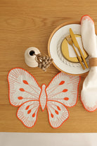 Km Home Collection-2'li Set Turuncu Kelebek Pamuk Amerikan Servis-Sunum Aksesuarları-1-Milagron.com