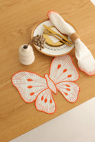 Km Home Collection-2'li Set Turuncu Kelebek Pamuk Amerikan Servis-Sunum Aksesuarları-3-Milagron.com