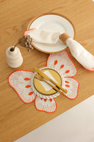 Km Home Collection-2'li Set Turuncu Kelebek Pamuk Amerikan Servis-Sunum Aksesuarları-4-Milagron.com