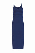 Kntlgy-Balenli Lacivert Nervürlü Midi Elbise-Elbise-1-Milagron.com