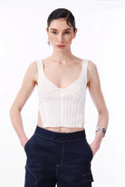 Kntlgy-Beyaz Korse Görünümlü Bluz-Top-2-Milagron.com