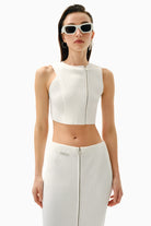 Kntlgy-Fermuarlı Triko Crop Top-Top-3-Milagron.com