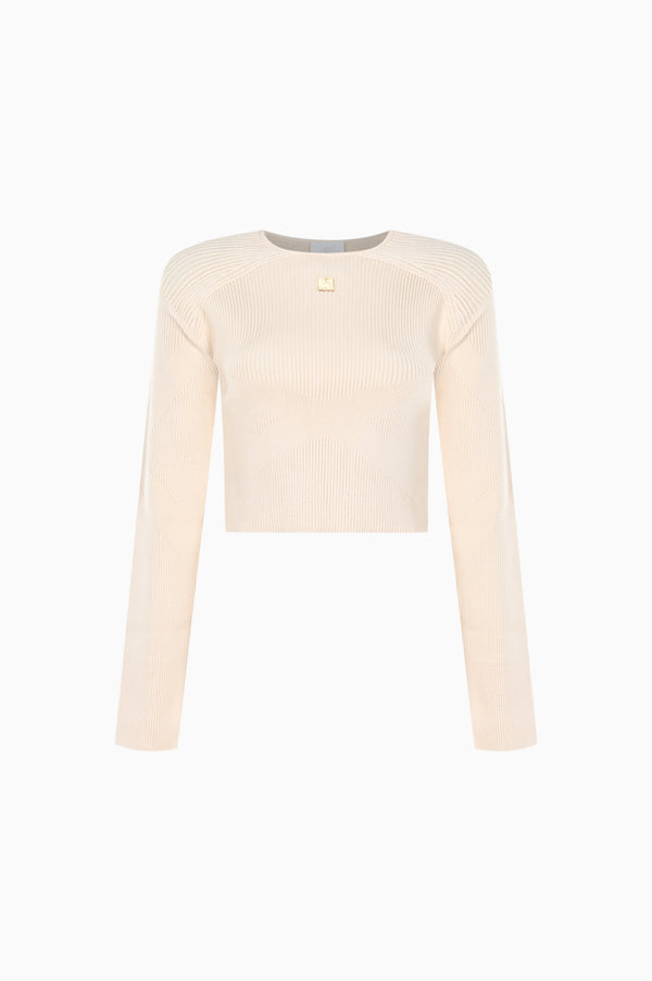 Future Knit Bej Crop Kazak