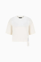 Kntlgy-Gen Beyaz Kısa Kollu Crop T-Shirt-T-Shirts-1-Milagron.com