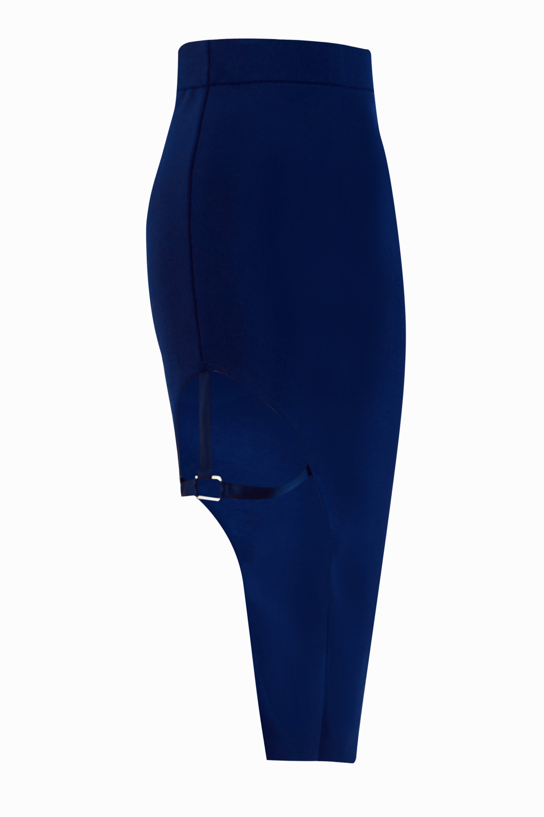 Kntlgy-Lacivert Asimetrik Triko Midi Etek-Etek-1-Milagron.com