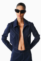 Kntlgy-Lacivert Crop Blazer Ceket-Ceket-2-Milagron.com