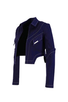 Kntlgy-Lacivert Crop Blazer Ceket-Ceket-4-Milagron.com