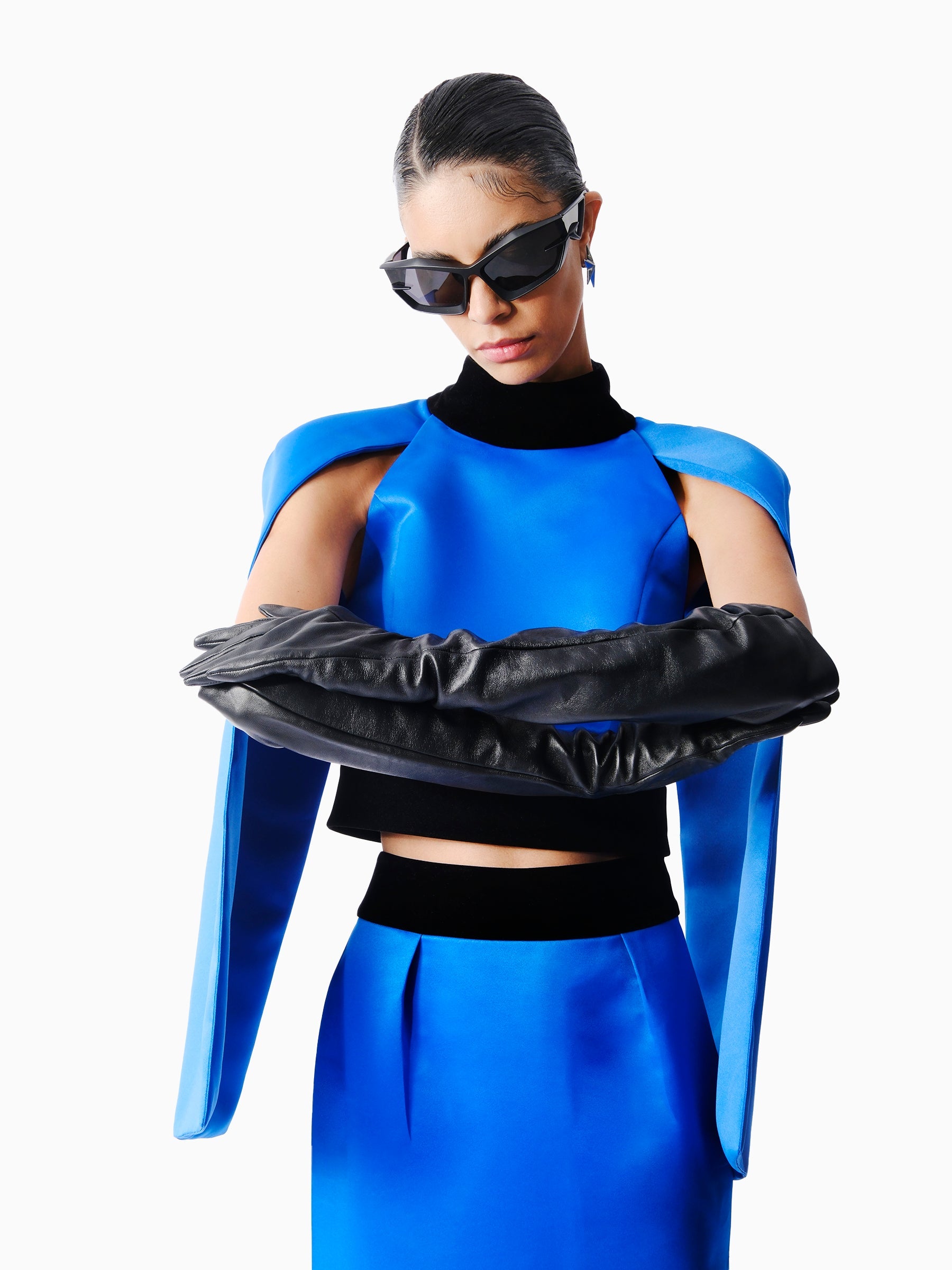 Kntlgy-Opulent Blue Swirl Saten Bluz-Top-2-Milagron.com