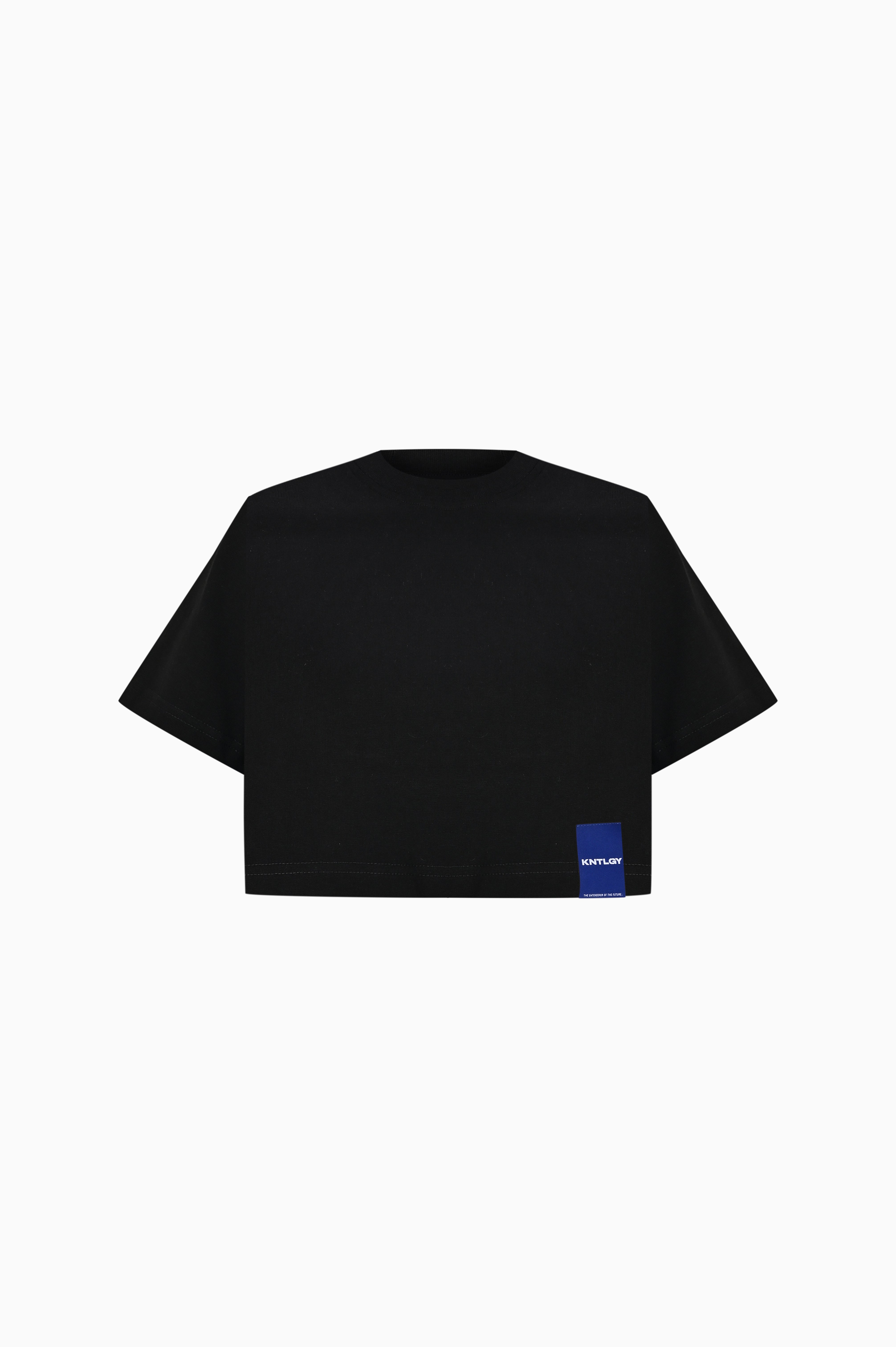 Kntlgy-Oversize Flag Siyah Crop T Shirt-T-Shirts-1-Milagron.com