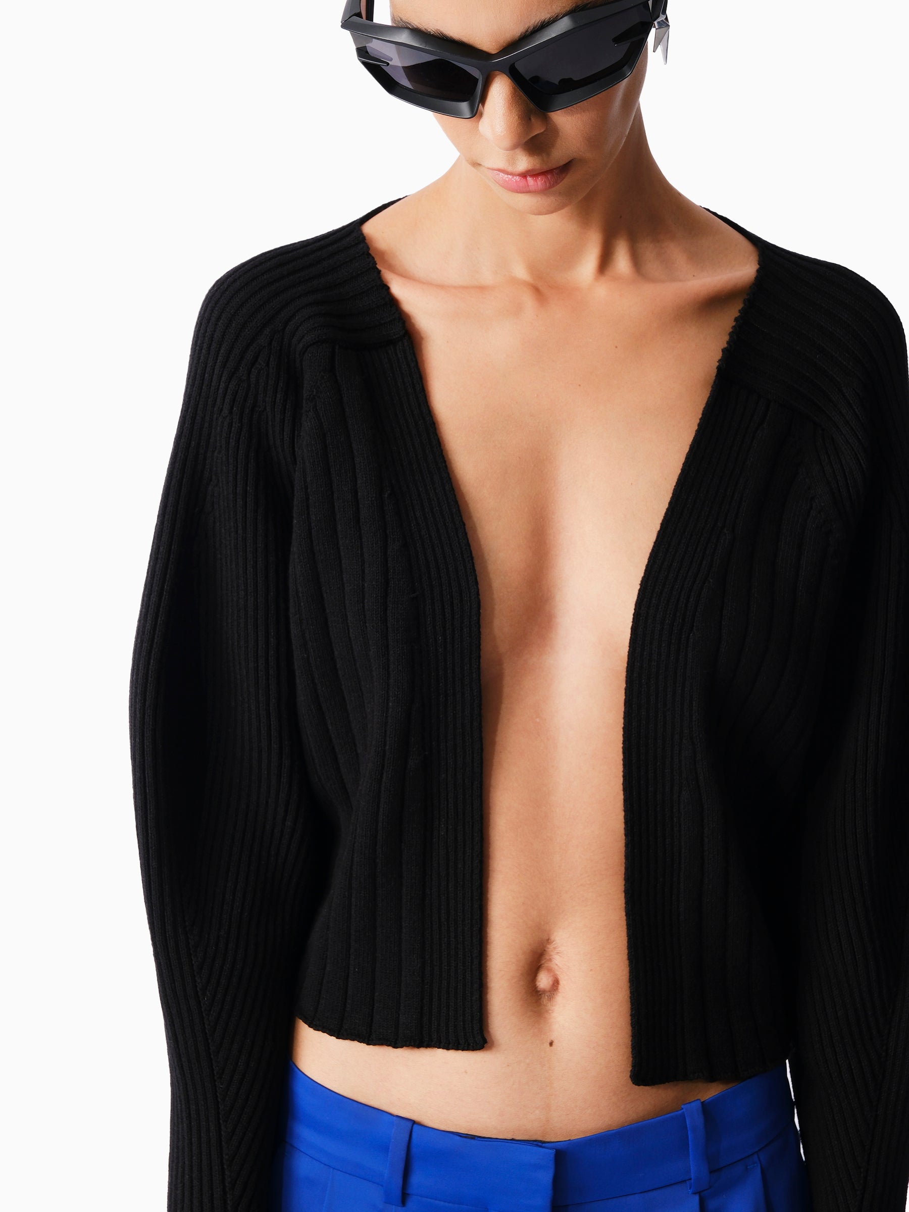 Kntlgy-Siyah Crop Hırka-Kazak & Triko-4-Milagron.com