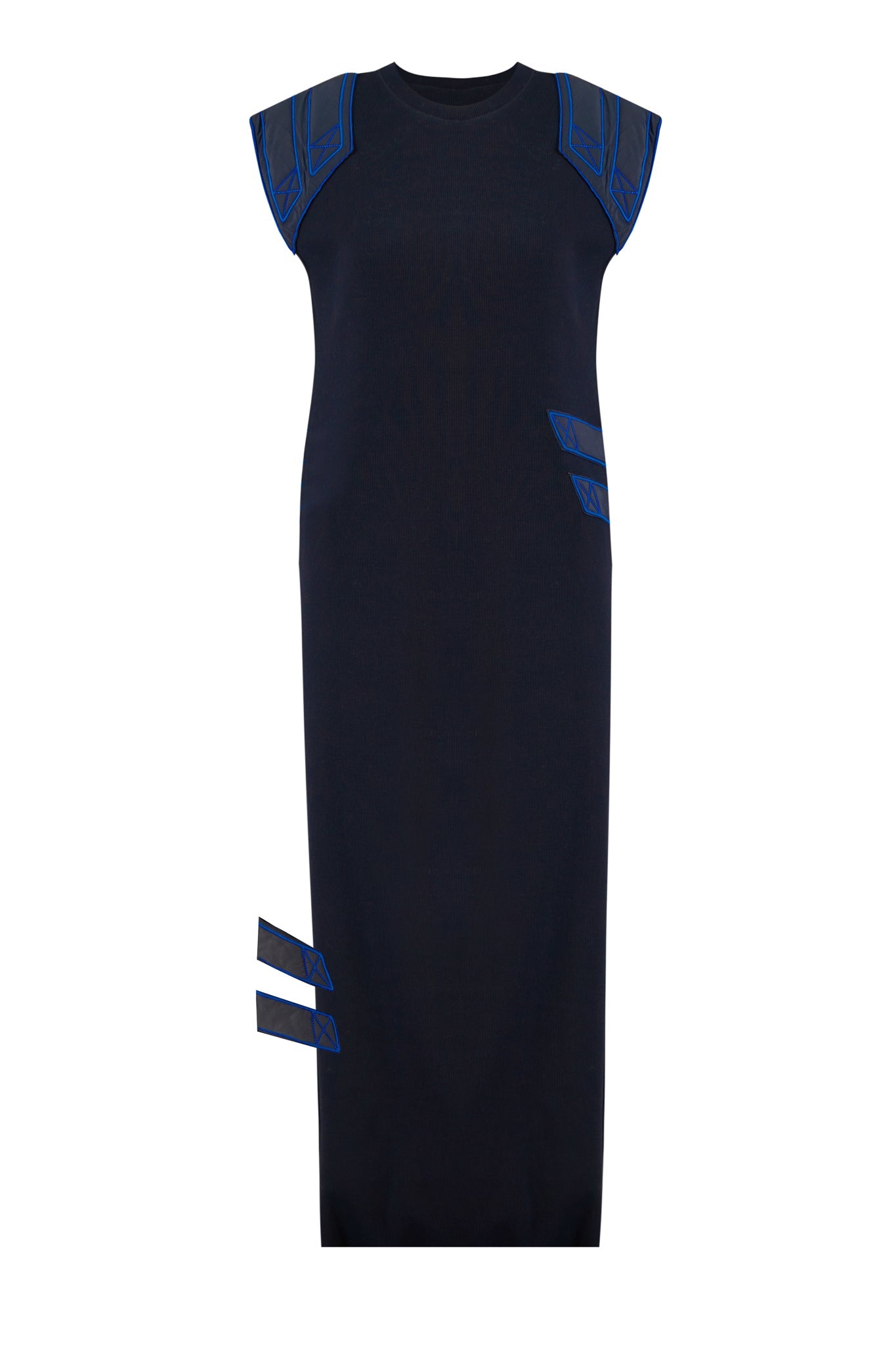 Kntlgy-Siyah Tafta Kontrast Yaka Uzun Elbise-Elbise-1-Milagron.com