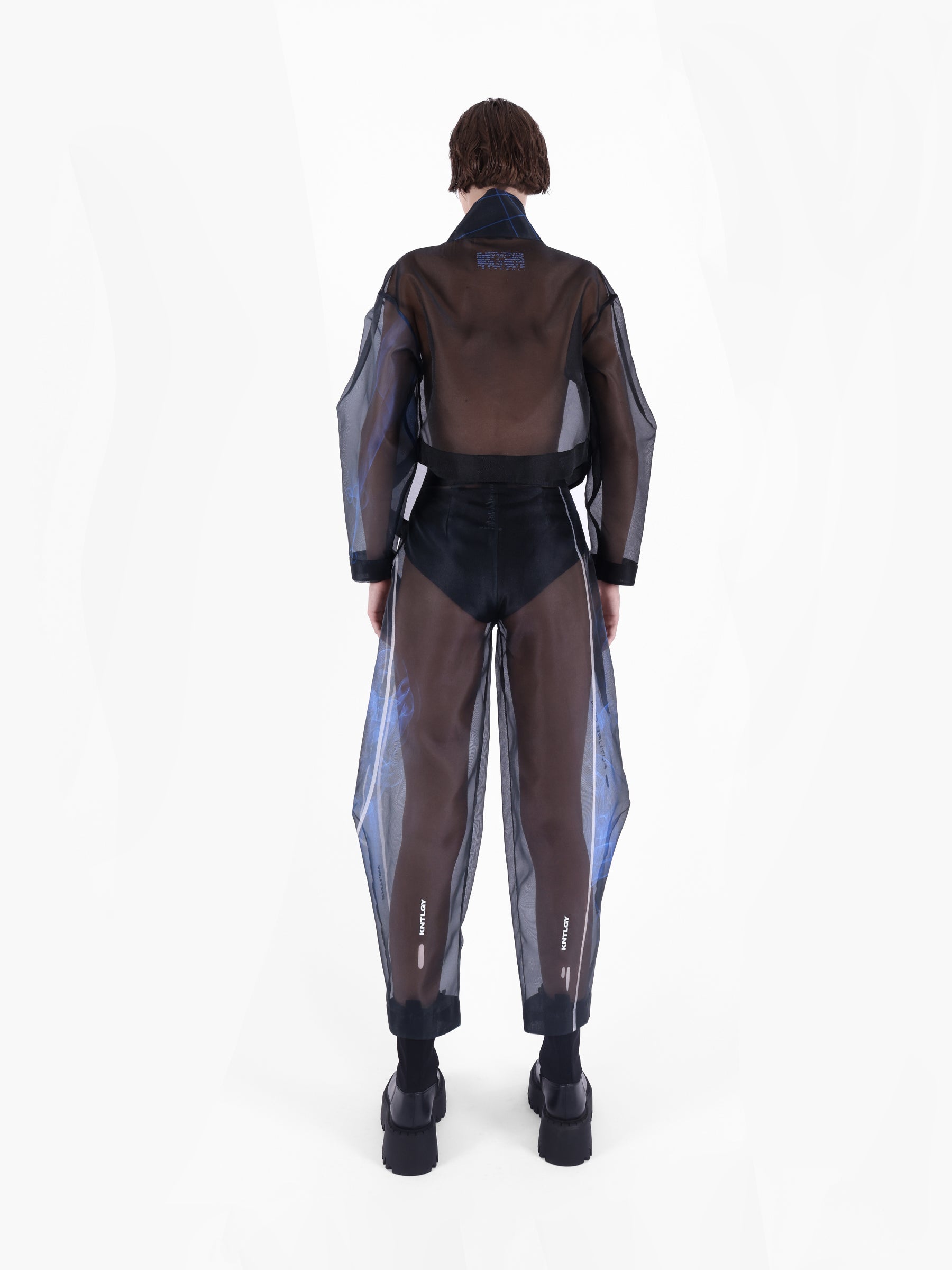 Kntlgy-Super Woman Sınırlı Üretim Ai Baskılı Siyah Organze Pantolon-Pantolon-2-Milagron.com