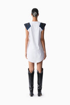 Kntlgy-Tafta Omuzlu Beyaz Elbise-Elbise-3-Milagron.com