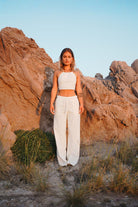 Koi People-%100 Keten Bağlamalı Crop Bluz-Crop Top-4-Milagron.com