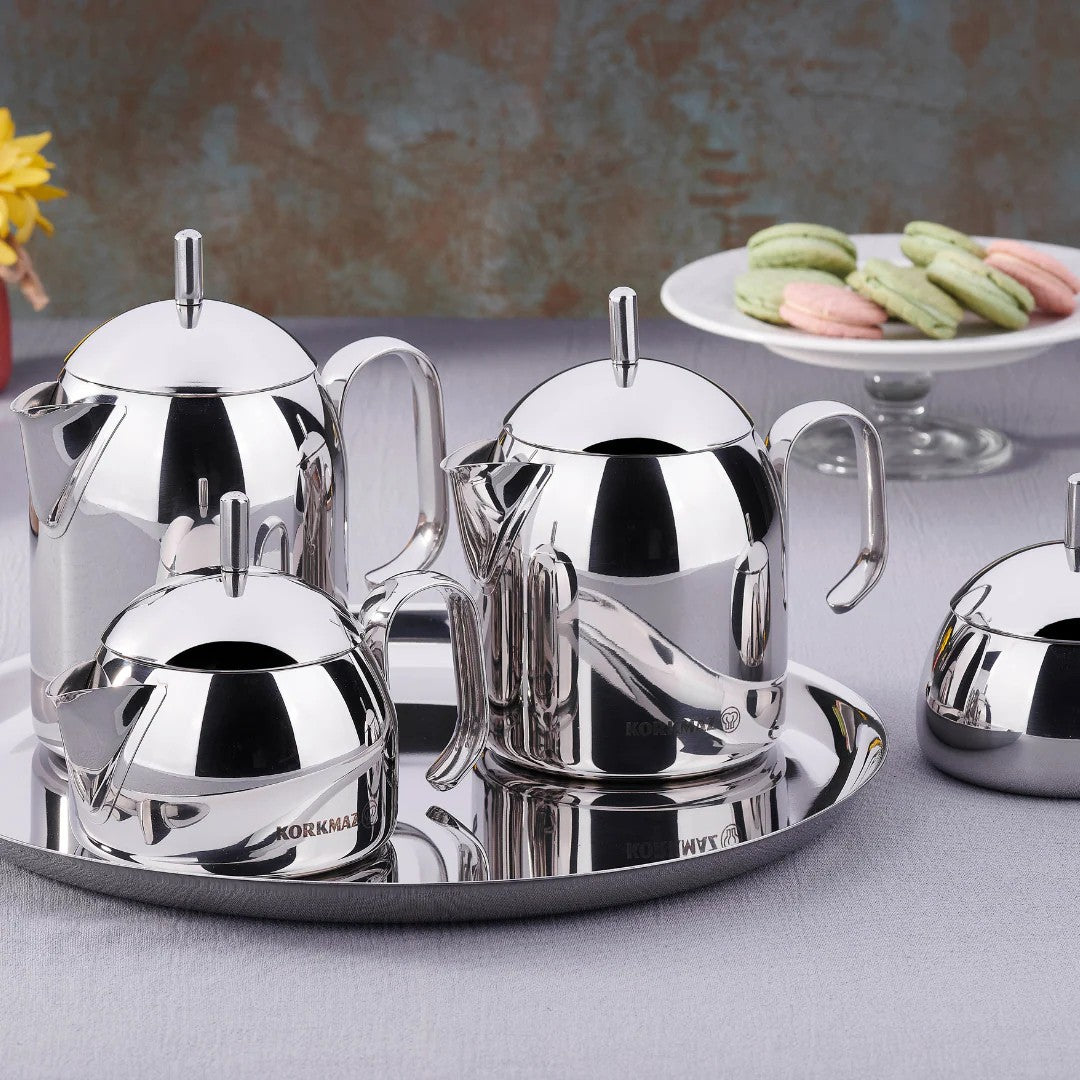 Korkmaz A280 Pera 9 Parça Çelik Çay Kahve Seti