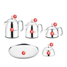 Korkmaz A280 Pera 9 Parça Çelik Çay Kahve Seti