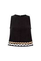 Le-Monade Dreams-Çift Su Taşı Detaylı Siyah Kolsuz Üst-Bluz-6-Milagron.com