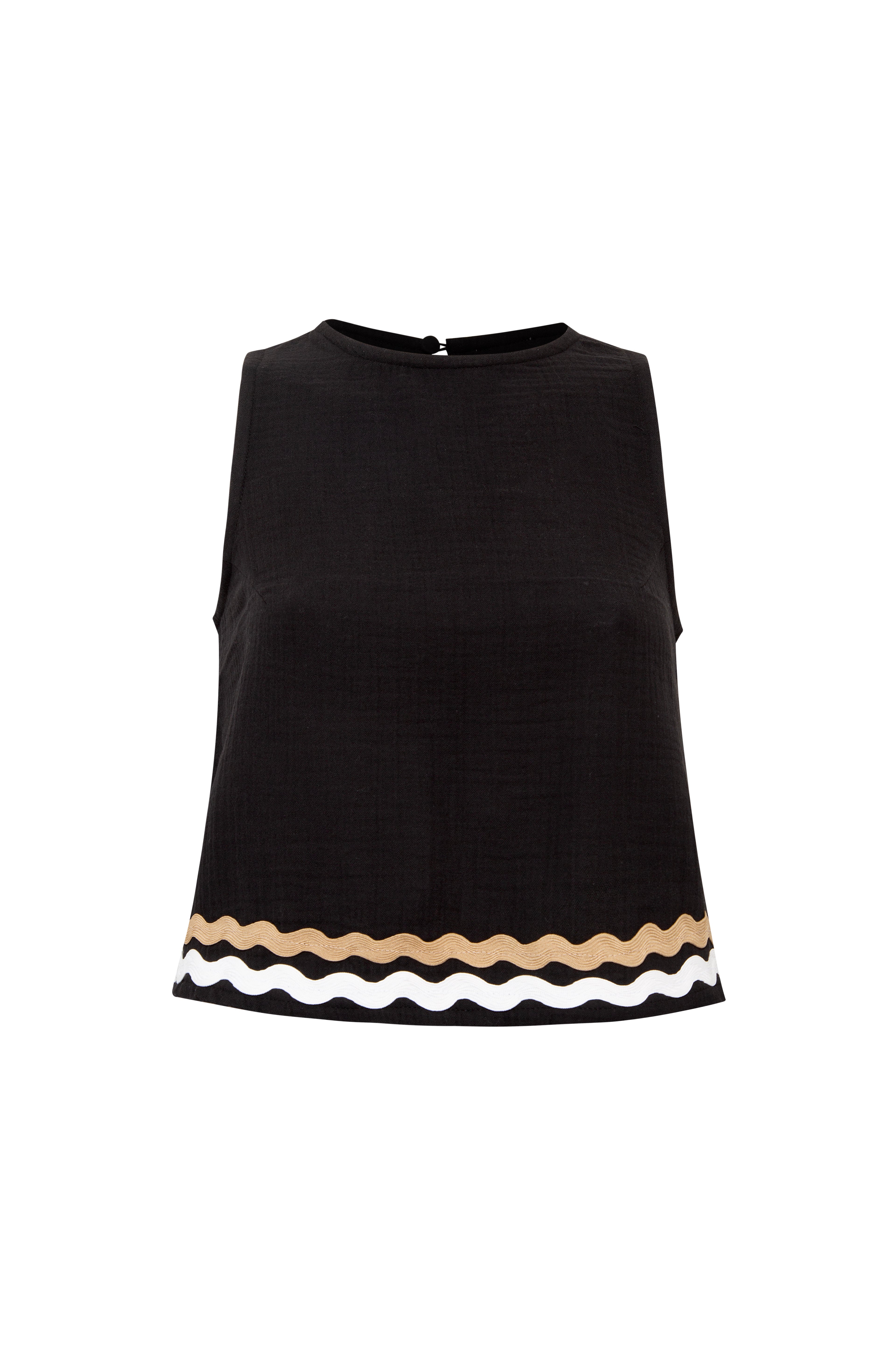 Le-Monade Dreams-Çift Su Taşı Detaylı Siyah Kolsuz Üst-Bluz-6-Milagron.com