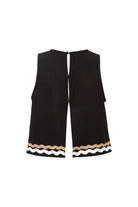 Le-Monade Dreams-Çift Su Taşı Detaylı Siyah Kolsuz Üst-Bluz-7-Milagron.com