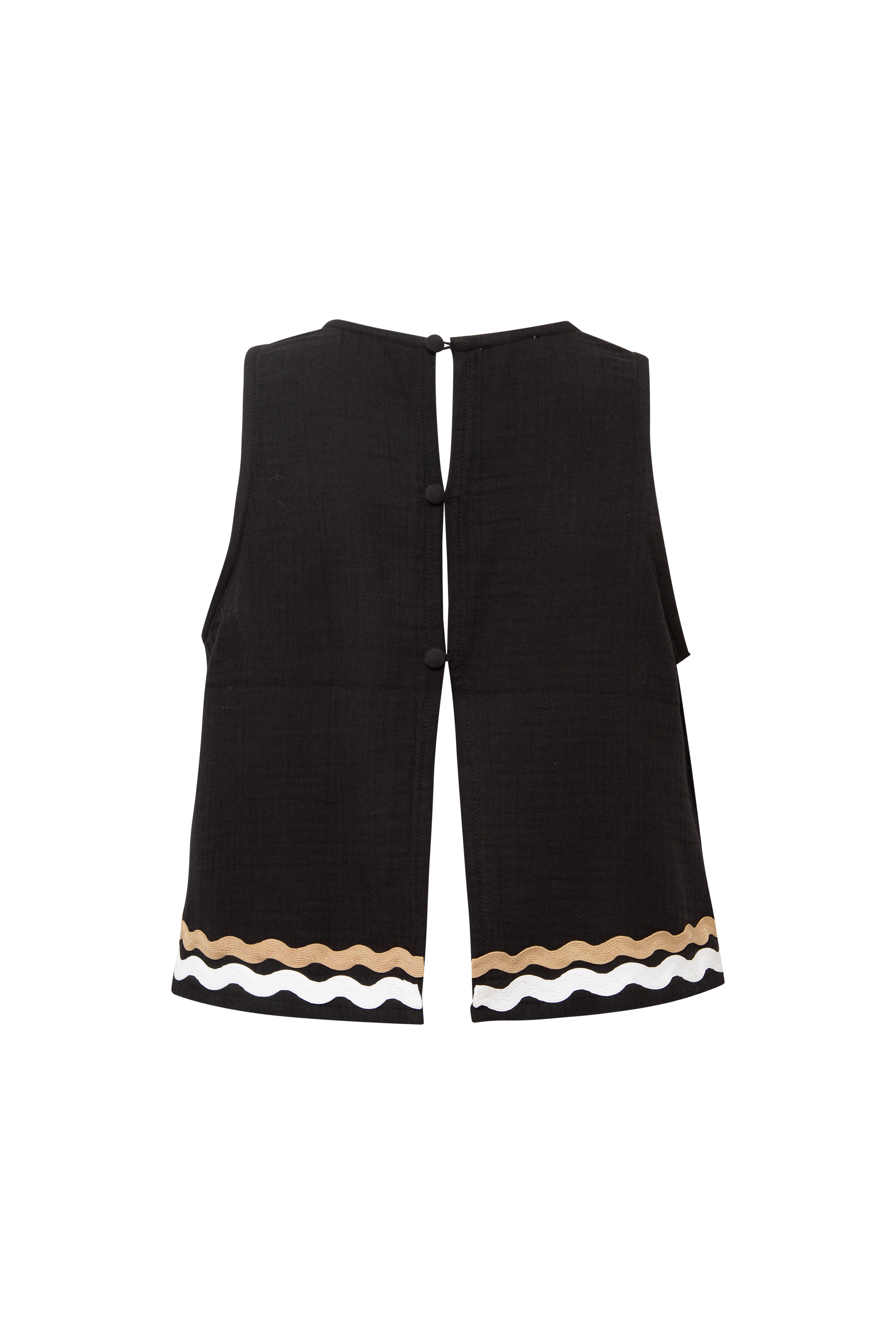 Le-Monade Dreams-Çift Su Taşı Detaylı Siyah Kolsuz Üst-Bluz-7-Milagron.com