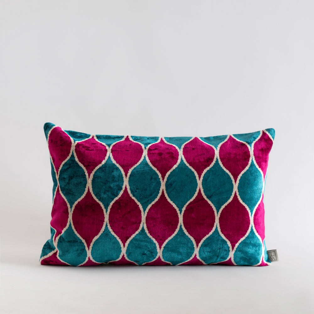 La Casa Antica-İpek Kadife İkat Yastık Kılıfı (40x60cm)-Yastık Kılıfı-1-Milagron.com