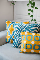 La Casa Antica-İpek Kadife İkat Yastık Kılıfı (50x50cm)-Yastık Kılıfı-4-Milagron.com