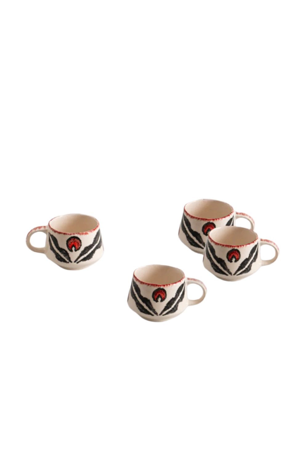 La Casa Antica-Seramik Kahve Fincanı Seti 4 Chintamani Bordo-Kahve Fincanı-1-Milagron.com