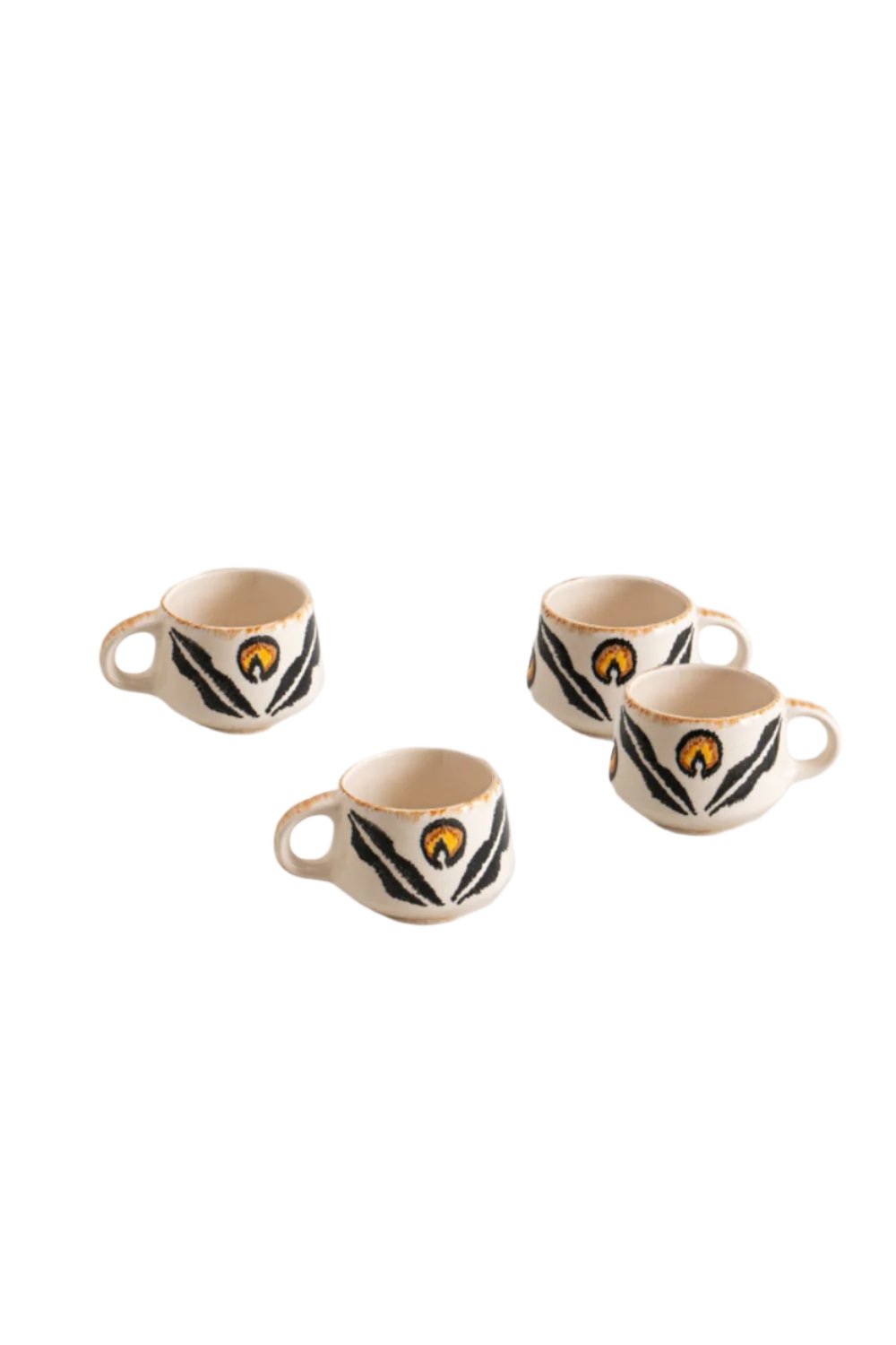 La Casa Antica-Seramik Kahve Fincanı Seti 4 Chintamani Hardal-Kahve Fincanı-1-Milagron.com