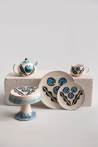 La Casa Antica-Seramik Pasta Standı - Chintamani Mavi (Küçük)-Pasta Standı-2-Milagron.com