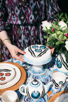 La Casa Antica-Seramik Pasta Standı - Chintamani Mavi (Küçük)-Pasta Standı-3-Milagron.com