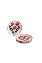 La Casa Antica-Seramik Tatlı Tabağı Seti 6 Chintamani Bordo-Tabak & Kase-1-Milagron.com