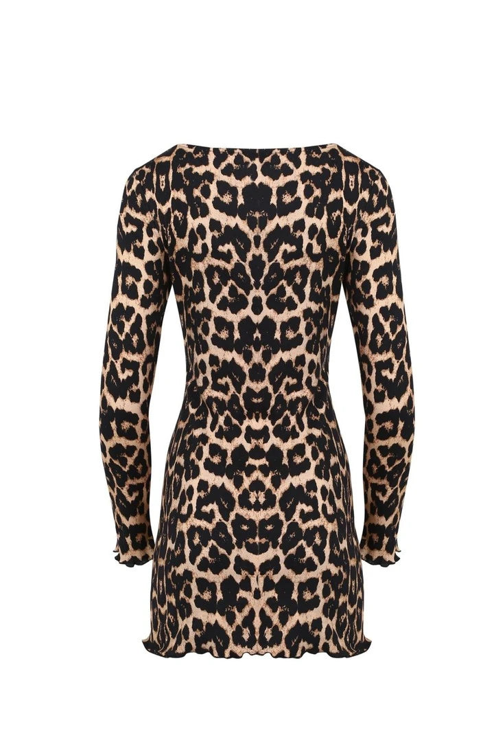 Almeida Leopar Desenli Mini Elbise