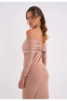Bellagio Düşük Omuzlu Jarse Elbise
