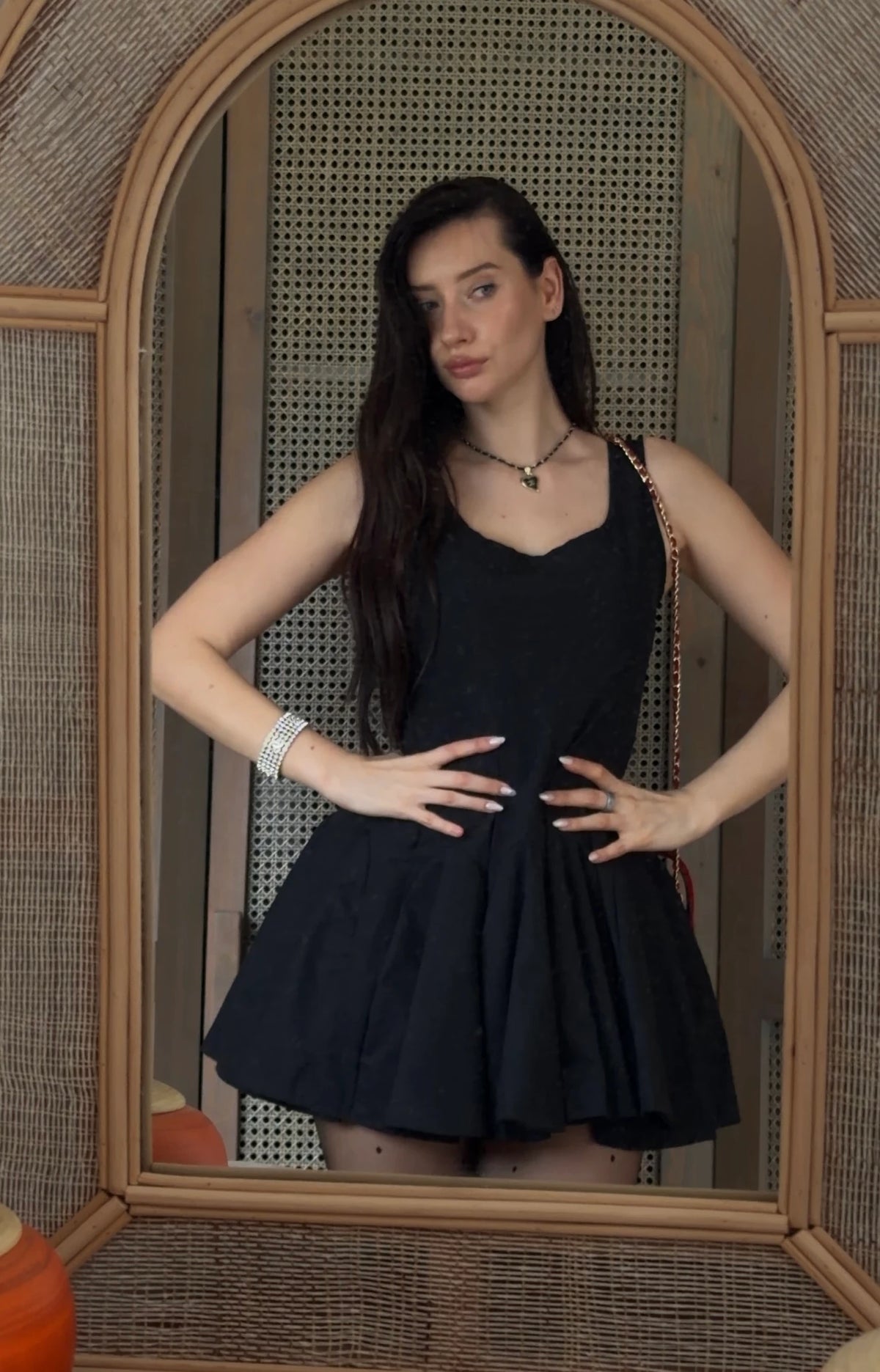 Black Muse Dokuma Balon Etekli Elbise