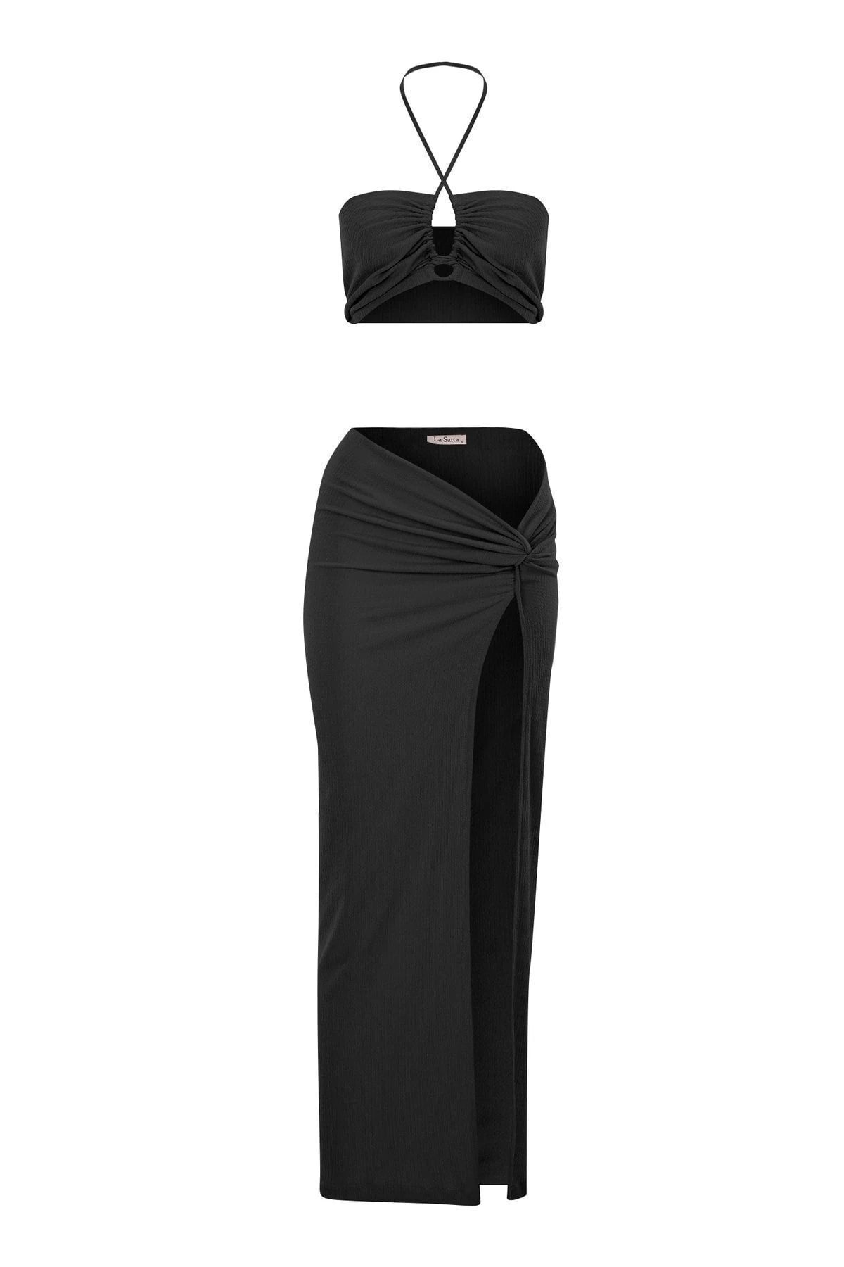 Flam Pareo Etek Crop Top Alt Üst Takım