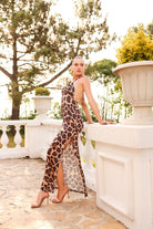 Dimora Saten Leopar Desenli Elbise