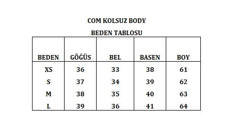 Com Sırt Dekolteli Kolsuz Kaşkorse Çıtçıtlı Body