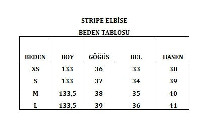 Stripe Çizgili Kaşkorse Askılı Sırt Dekolteli Elbise