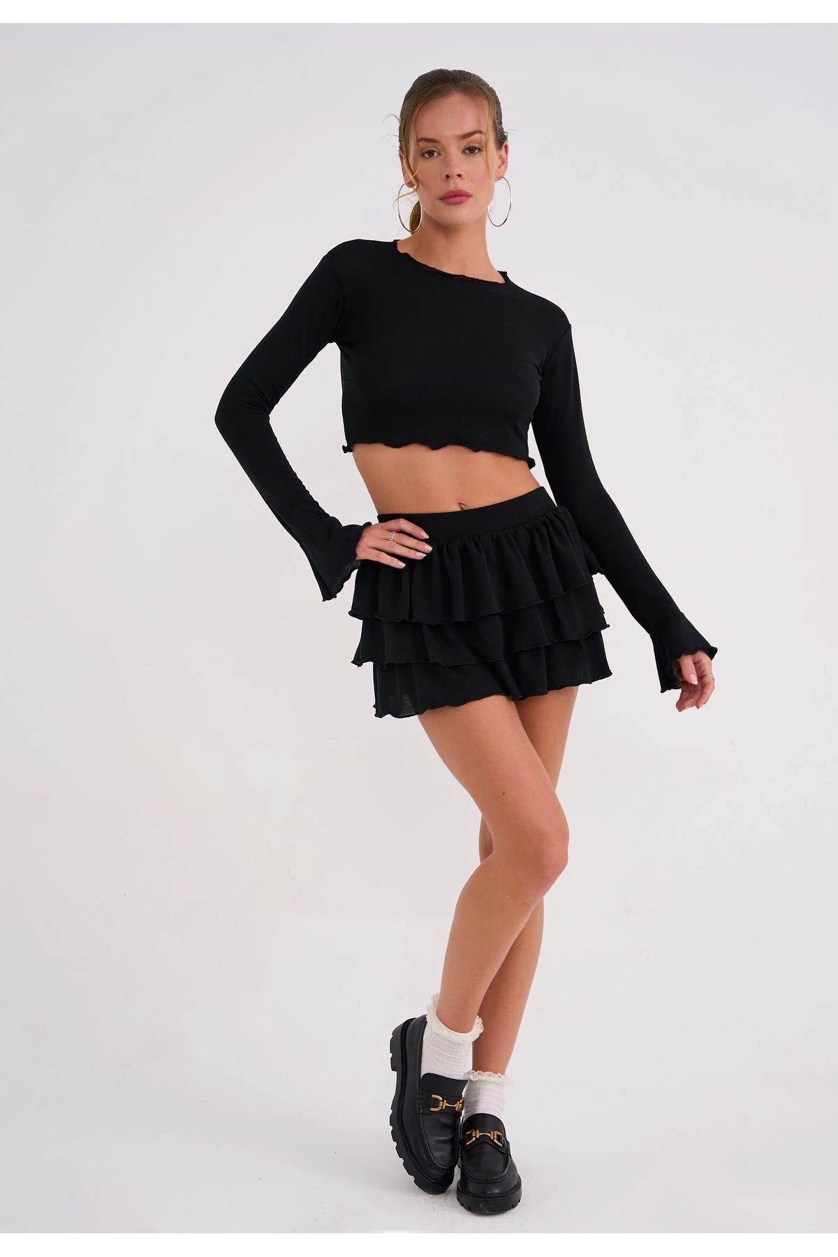 Sugar And Spice Yumuşak Şardonlu Şort Etek Üst Set