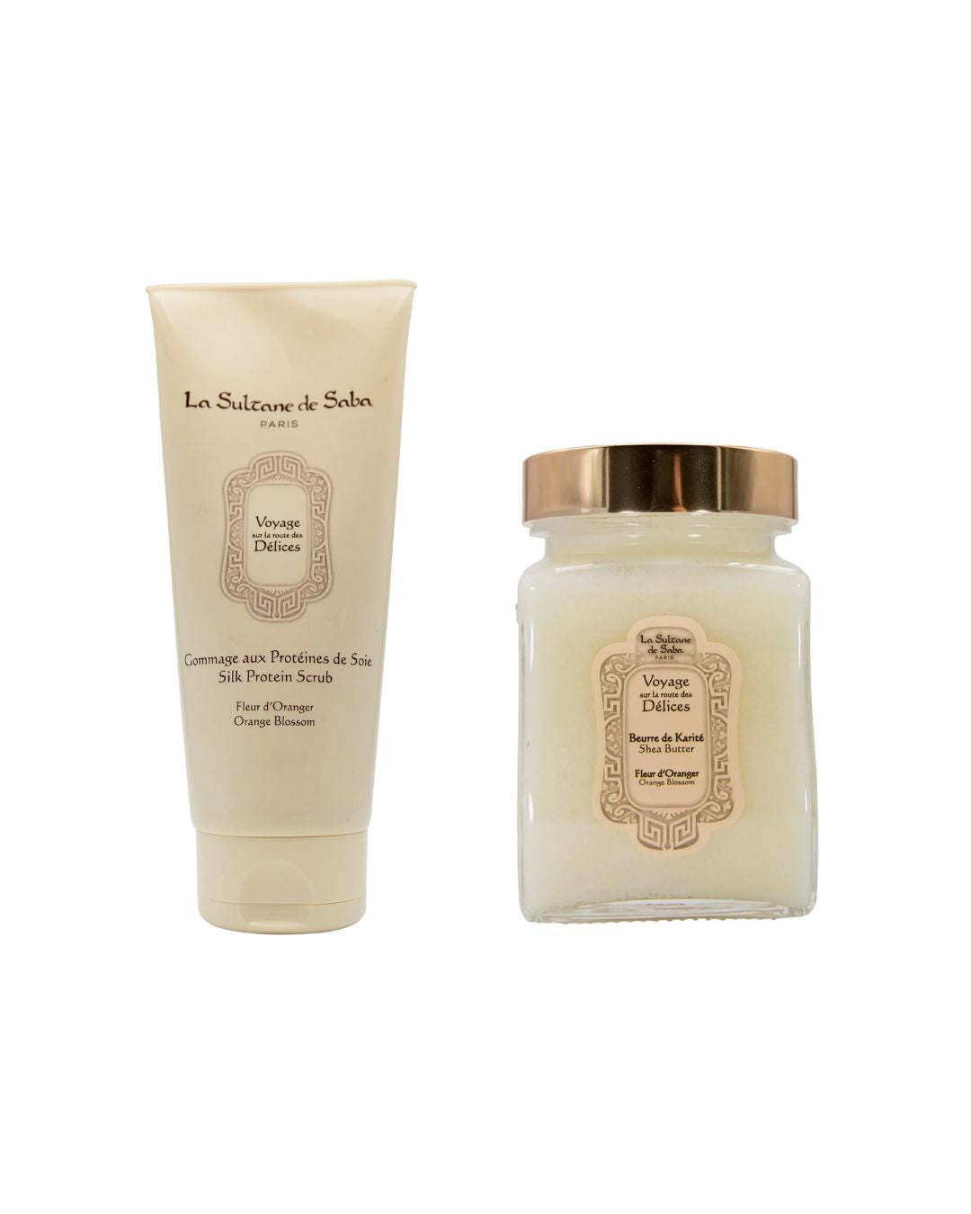 La Sultane De Saba-Special Orange Blossom Set: Silk Protein Scrub + Shea Butter-1-Milagron.com