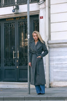 Kruvaze Kaşe Kaban Gri - 1