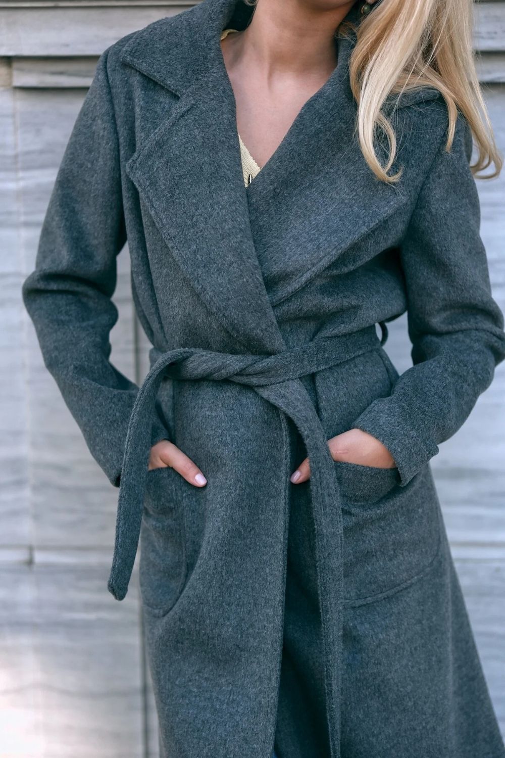 Kruvaze Kaşe Kaban Gri - 3