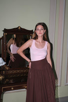 Poplin Yüksek Bel Midi Etek - 0