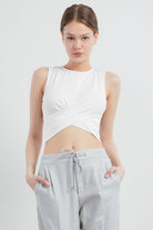Alice Önü Çapraz Crop Top | Beyaz