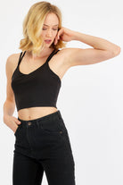 Asha Çapraz Sırt Detaylı Crop Top, Siyah - 0