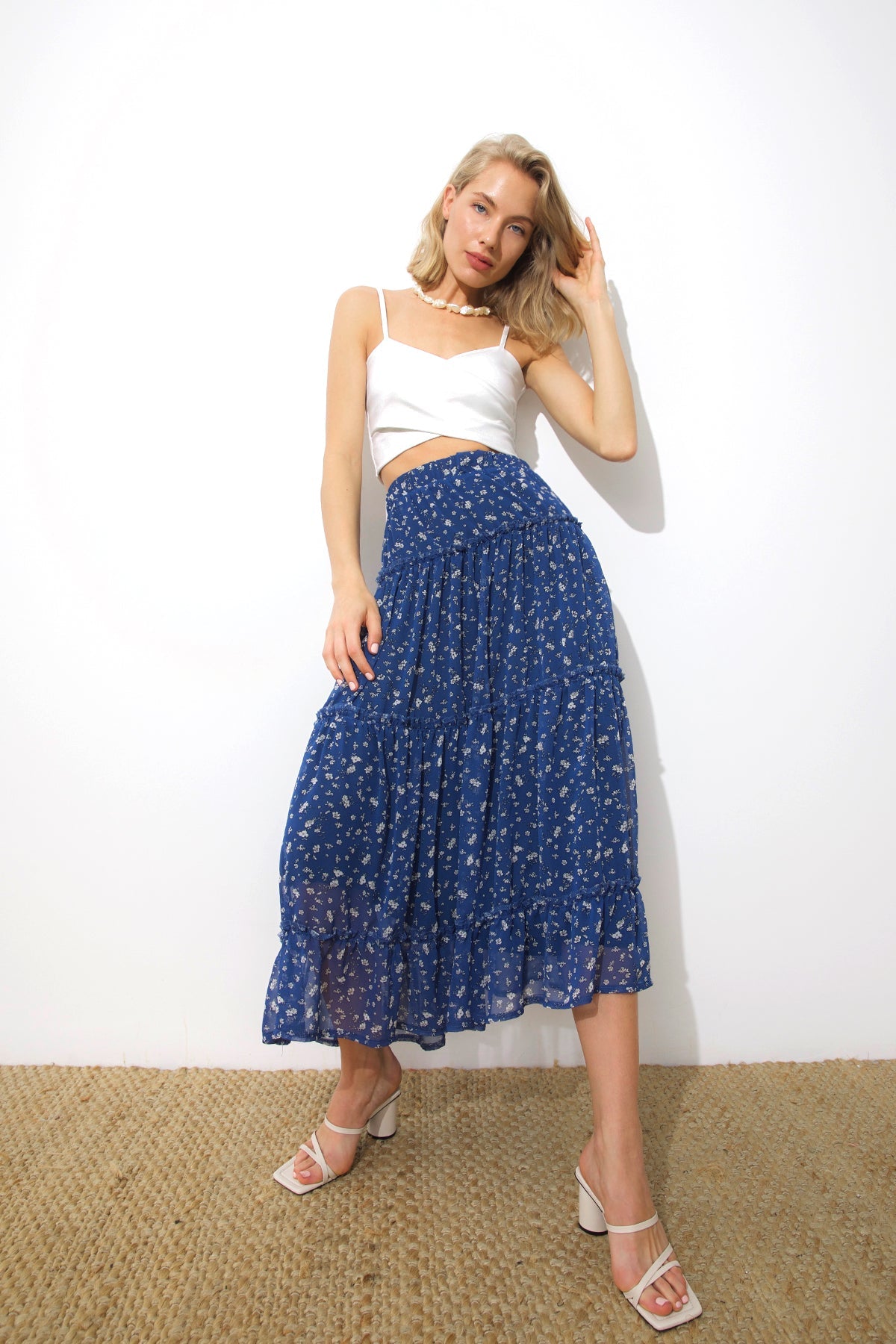 Dione Çapraz Askılı Crop Top | Beyaz